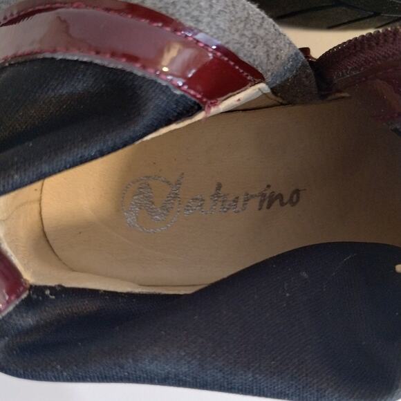 E Naturino Kids Girls Burgundy Maroon Patent Leather Velvet Sock Boots 27 10.5 - Picture 9 of 9